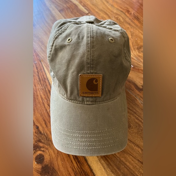 Carhartt Hat Cap Dusty Olive Canvas Outdoor Dad Workwear Hook & Loop Strapback - Picture 3 of 5